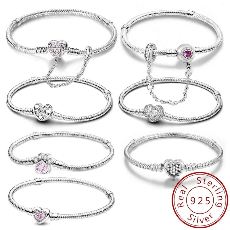 Bracelet en argent sterling 925 personnalisé, simple, en forme de cœur, à griffes, pour la fabricati