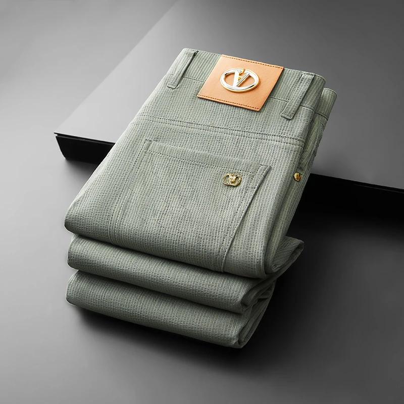 Pantalon d'été léger et respirant en soie glacée pour homme, taille haute, décontracté et habillé, e