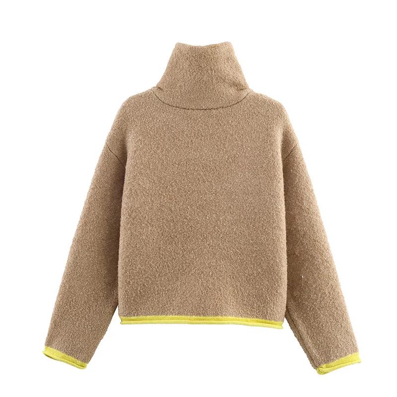 Veste décontractée automne 2026 pour femme, design contrasté, manches longues, fermeture éclair, sty