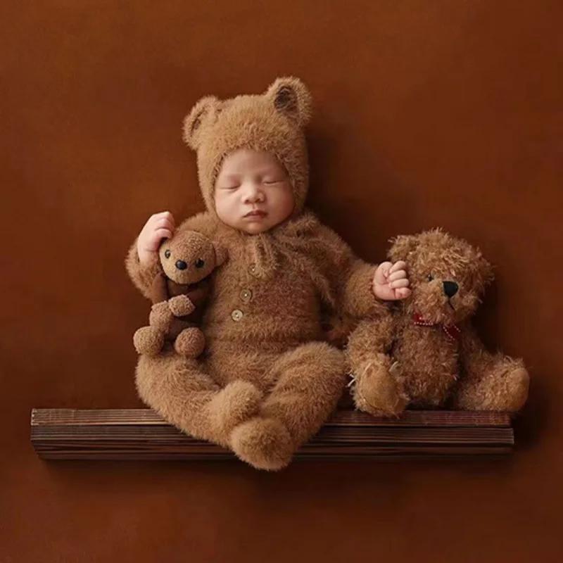 Poupées ours en peluche pour nouveau-né, accessoires de pose de photographie, arrière-plan de poupée