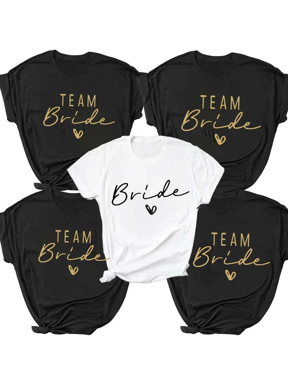 Femmes coton T-Shirt équipe mariée enterrement de vie de jeune fille douche poule fête demoiselle d'