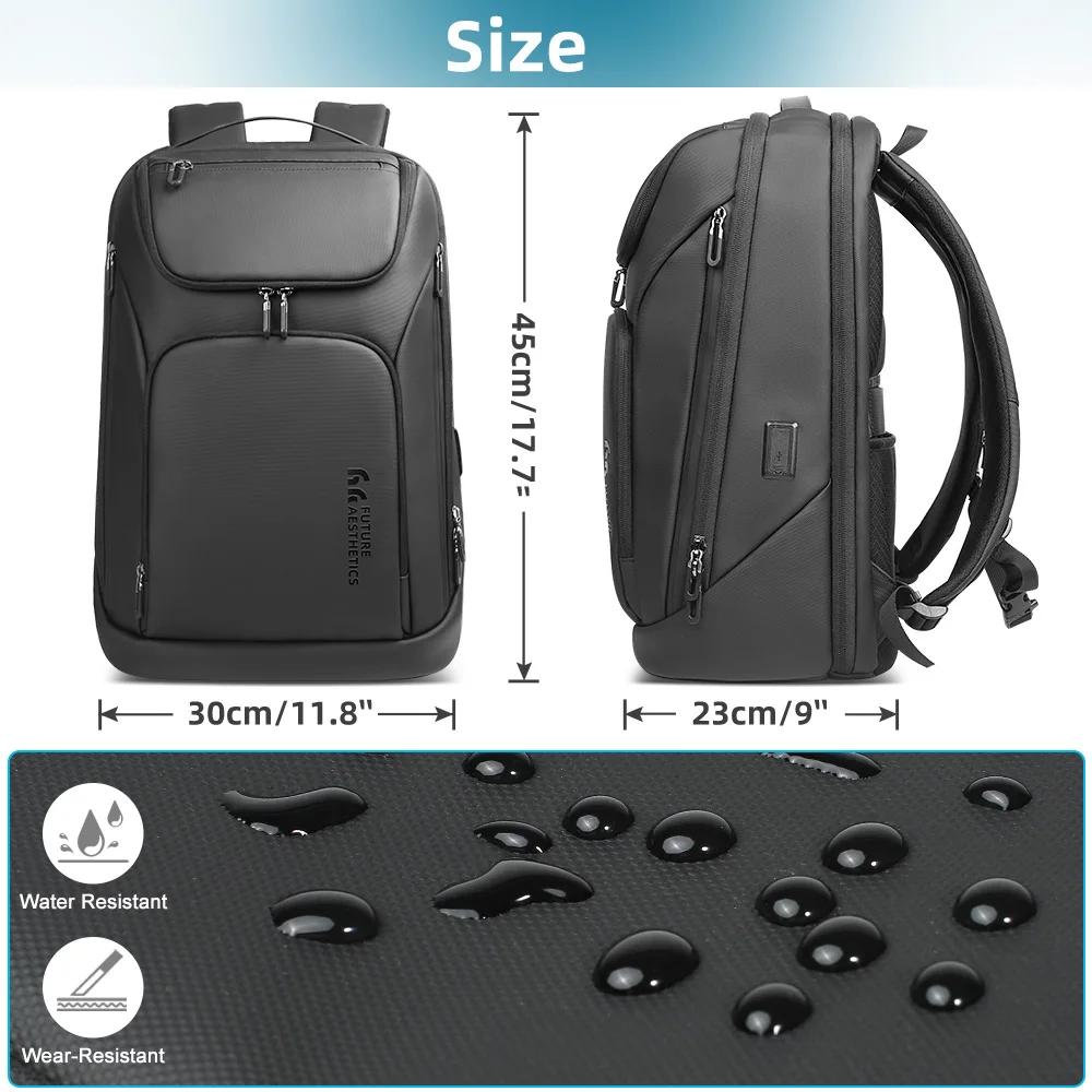 Sacs à dos d'affaires HK pour hommes, sac multifonctionnel pour ordinateur portable de 17.3 pouces, 