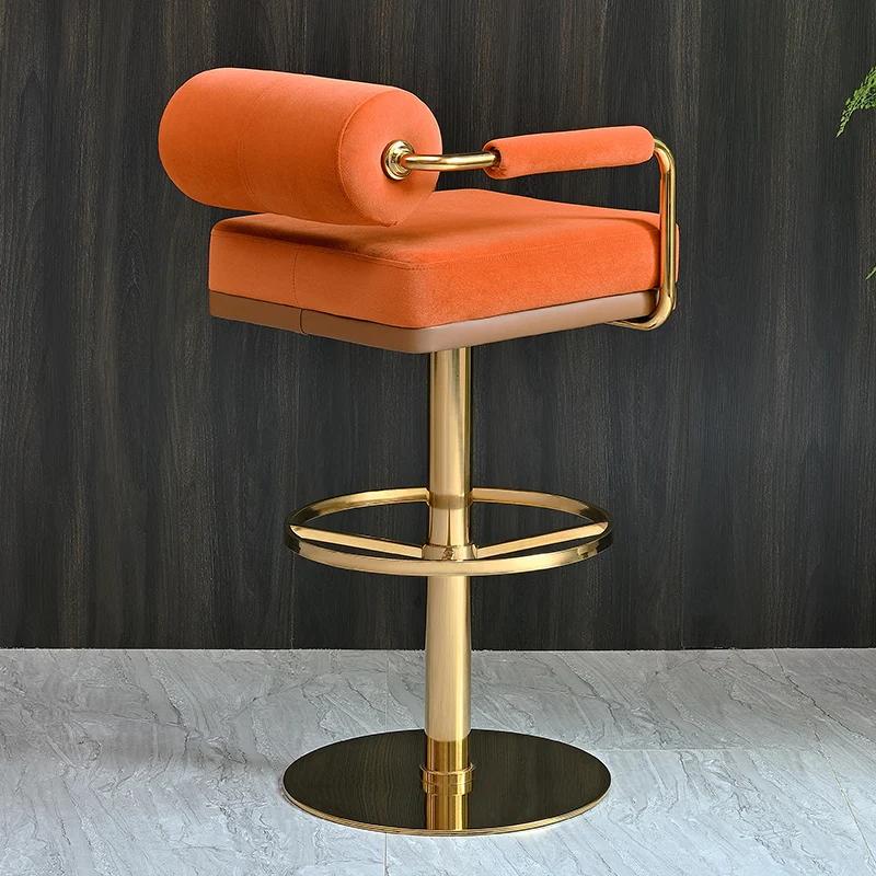 Tabourets de Bar de luxe modernes avec dossier et tabouret de Bar pivotant de comptoir de Base dorée