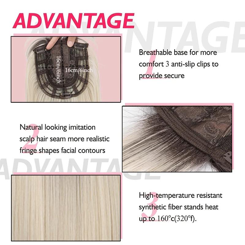 Extensions de cheveux synthétiques à clips avec frange : postiche longue et droite haute température