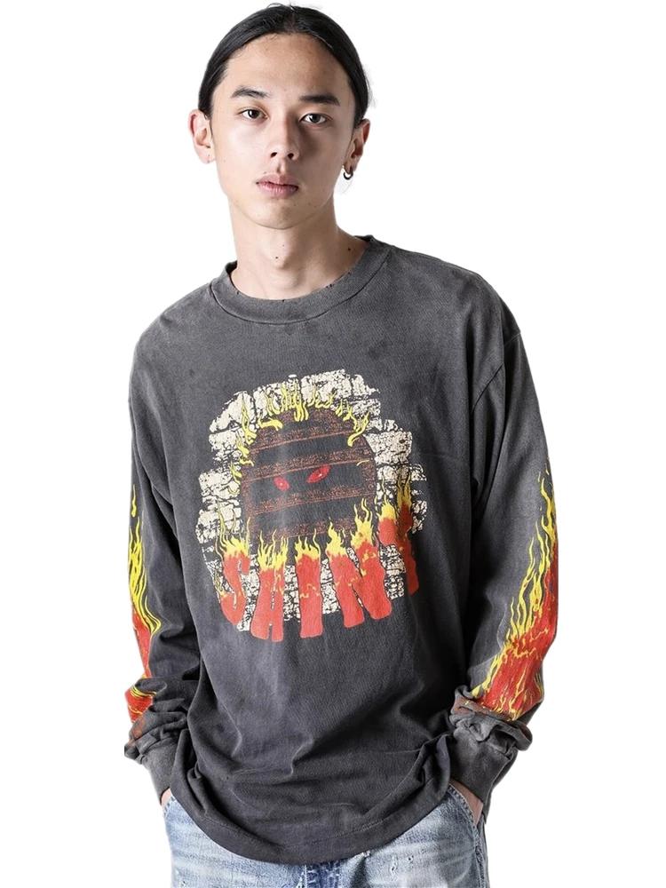 Yao mode SAINT OF Michael flamme graphiques imprimer décontracté Vintage Streetwear à manches longue