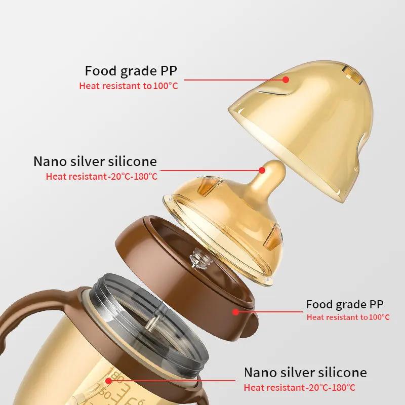 Biberons en Silicone Nano biberon avec poignée pour bébé sevrage biberon Anti-étouffement pour bébé 