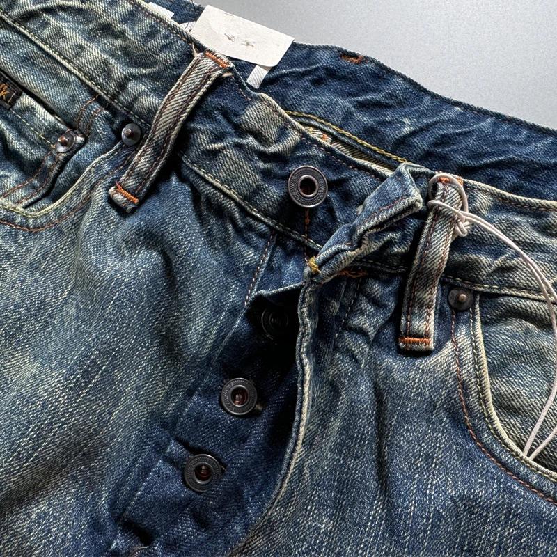 Jean en denim selvedge bleu indigo japonais pour homme, coupe droite, 13,5 oz, artisanal, vintage, l