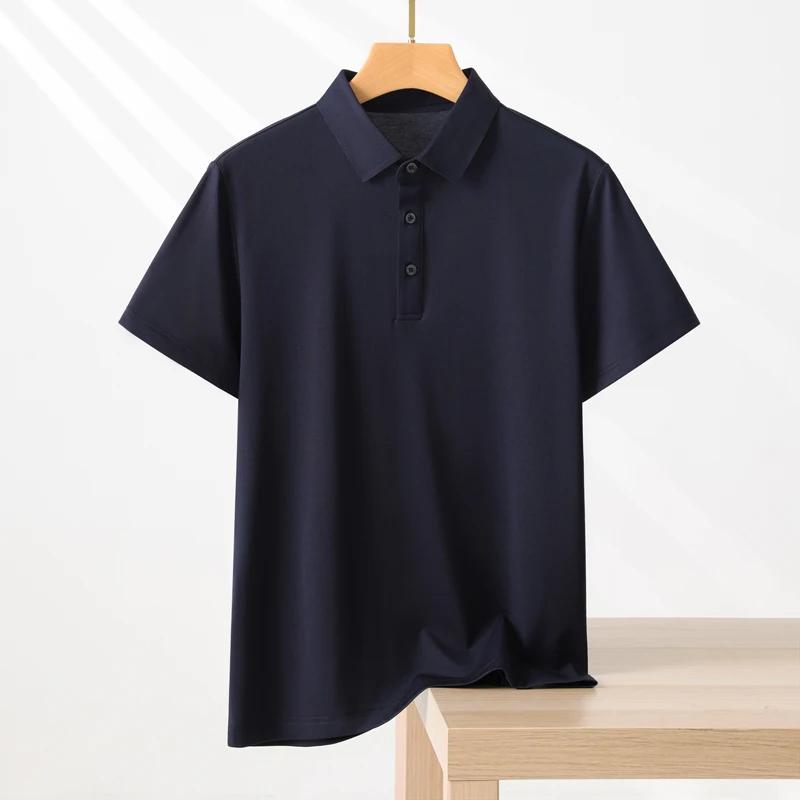 T-shirt Polo Homme Couleur Unie Manches Courtes Été Décontracté Ample Tendance Laisel Modal Tricoté 