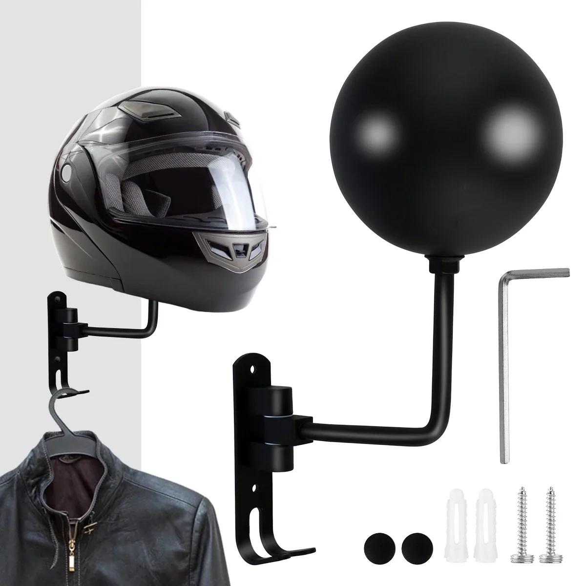 Porte-casque de moto Montage mural Rotation à 180 degrés Métal Casque de vélo Support de montage Cas