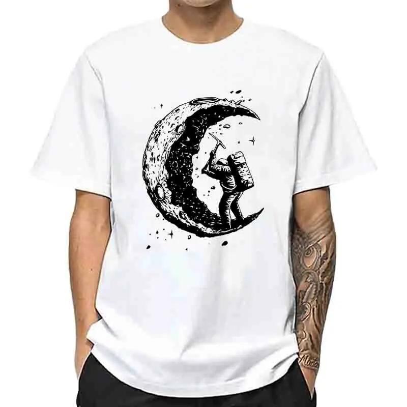 Hommes de haute qualité 100% coton lune imprimer décontracté été Cool à manches courtes hommes t-shi