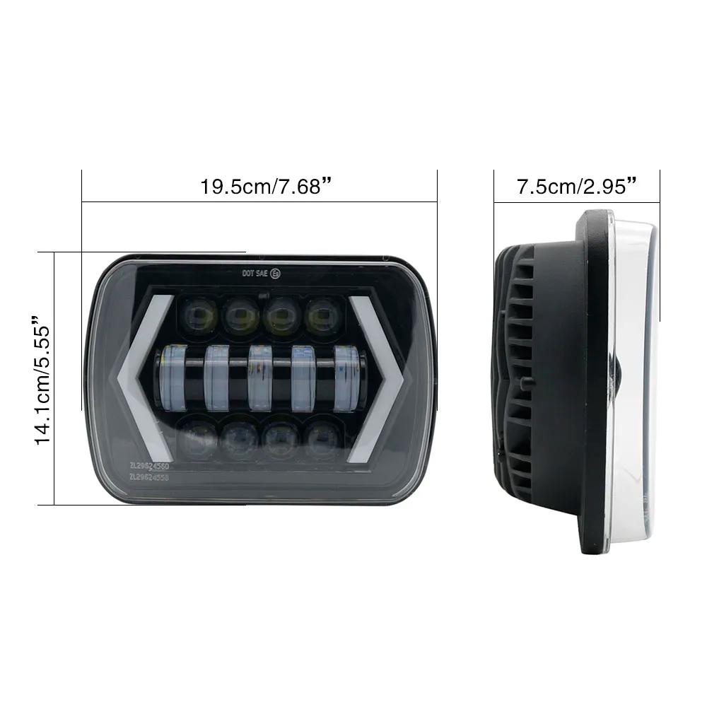 90W 7x6 ''5X7" phare LED étanche blanc DRL ambre clignotant pour Jeep YJ Cherokee XJ camions H4 phar