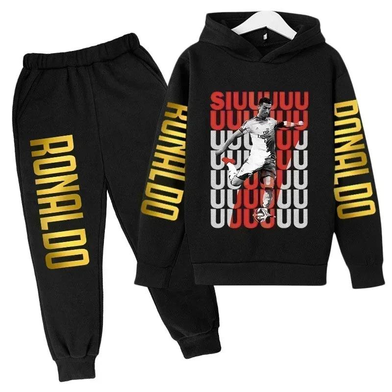 Ensemble de vêtements pour enfants à la mode d'automne, imprimé Ronaldo, sweat-shirt + pantalon, ens