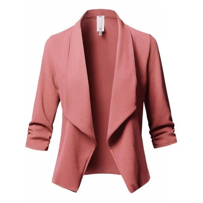 Veste de Blazer Rétro pour Femme, Costume, Manteau Féminin, Blazers d'Avocat, Oupillar, Cardigan Cou