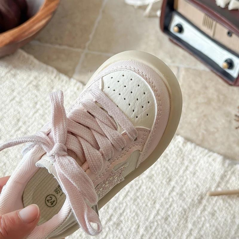 Chaussures Enfant Printemps Automne 2026 KPOP en Cuir Respirant, Baskets Décontractées Antidérapante