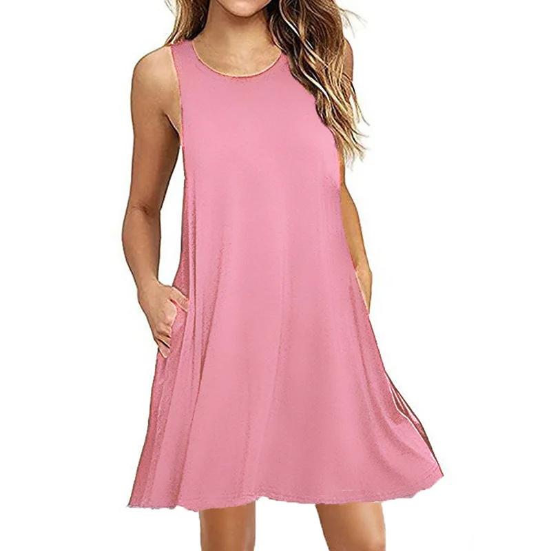 Robe T-Shirt trapèze décontractée pour femmes, Cover-Up de plage avec poches, grande taille, ample, 