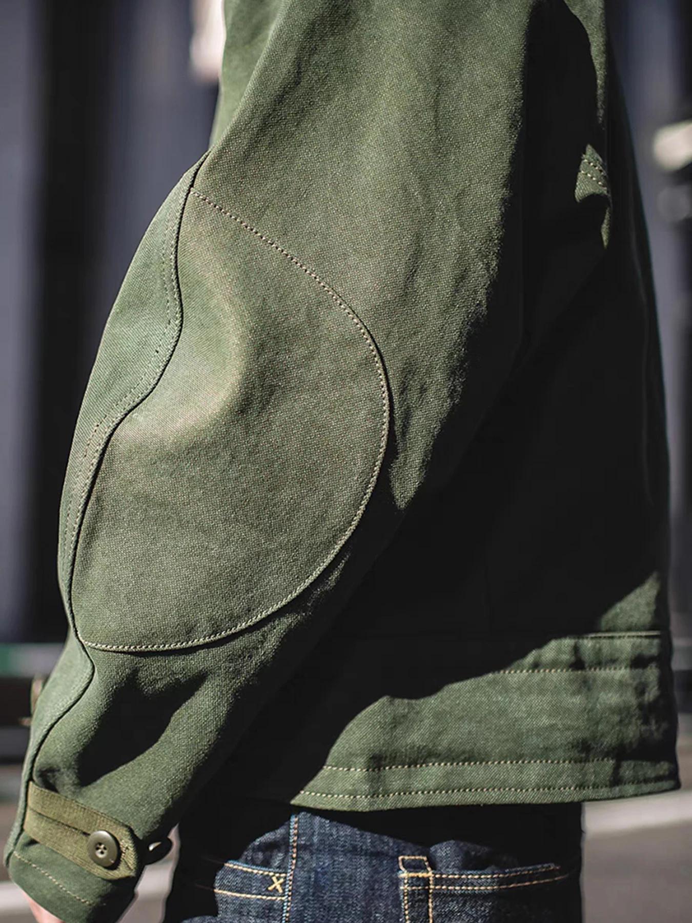 Veste de moto suédoise, veste courte décontractée pour homme, style militaire rétro vert, 100% coton