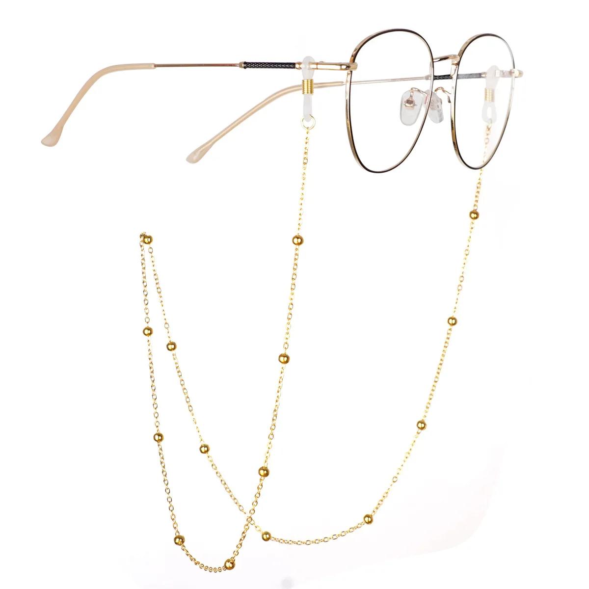 Mode métal hommes femmes chaînes de lunettes lunettes de soleil lecture lunettes perlées chaîne lune