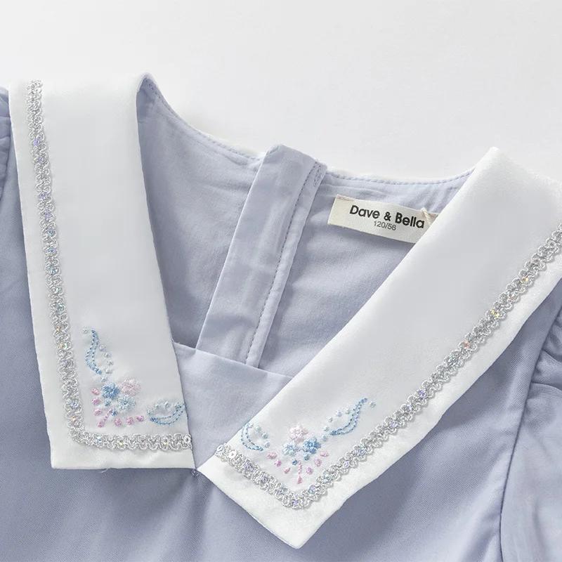 Dave Bella fille robe de princesse été printemps à manches courtes enfants dentelle douce maille rob