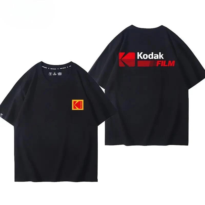 T-shirt vintage imprimé pour homme Kodak été 2026, 100% coton, sportif, décontracté, ample et confor