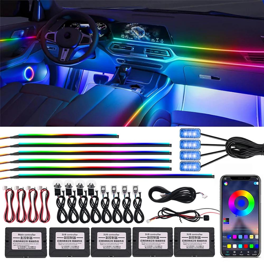 18 en 1 64 couleurs RGB symphonie voiture lumière ambiante intérieur acrylique Guide LED bande lumin