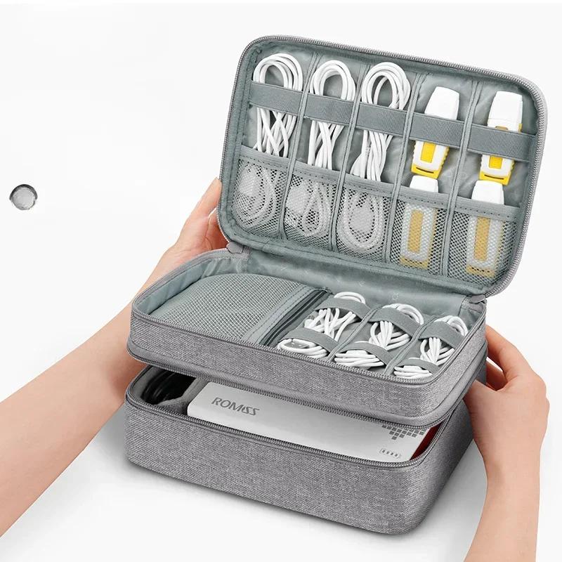 Sac de voyage de grande capacité pour câbles de gadgets USB, boîte de rangement pour écouteurs, sac 