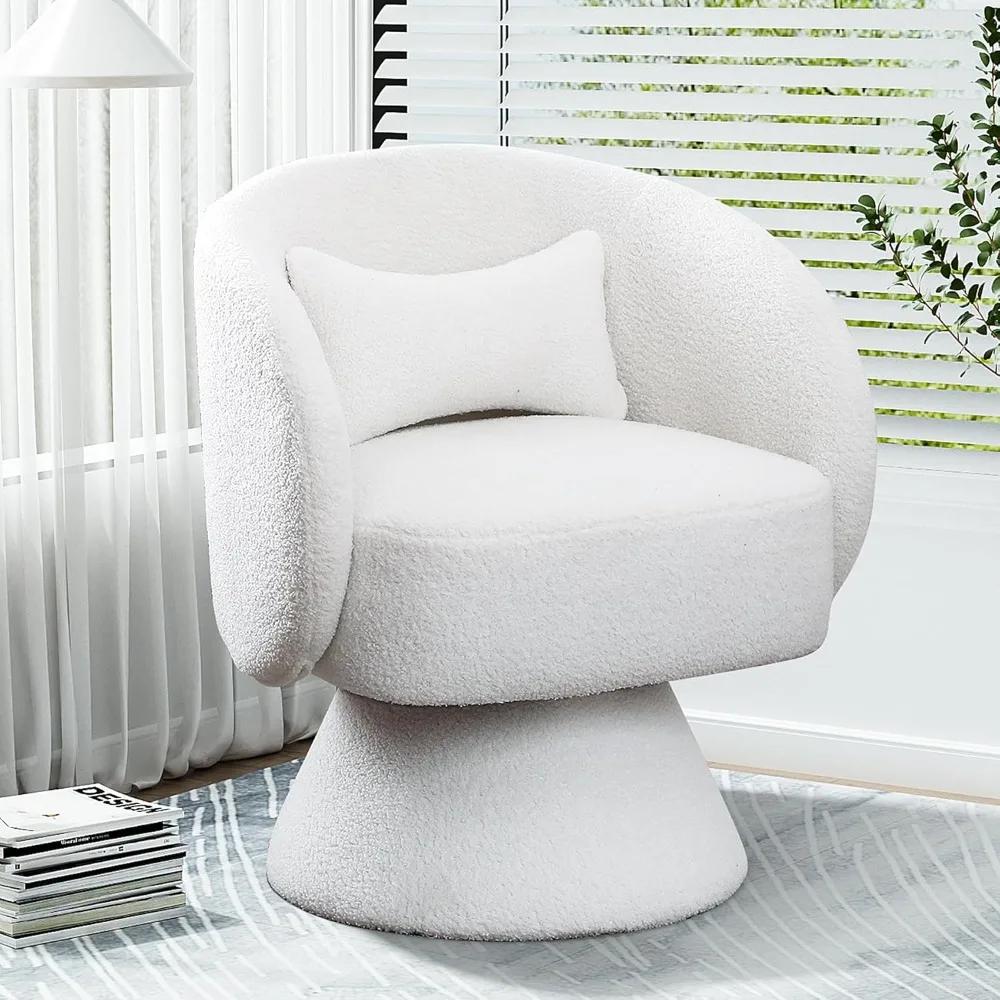 Chaise pivotante en forme de baril, chaises pivotantes rembourrées pour le salon, petit Boucle ronde
