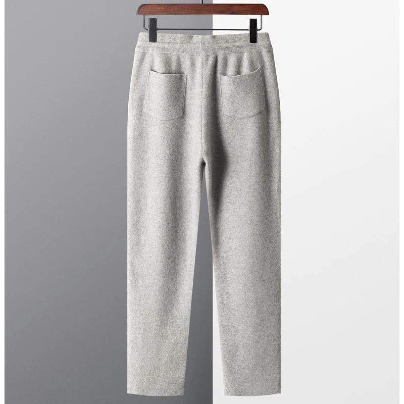 Pantalon en cachemire épais pour hommes, Slim, tricoté, 100% Pure laine, pour garder au chaud, nouve