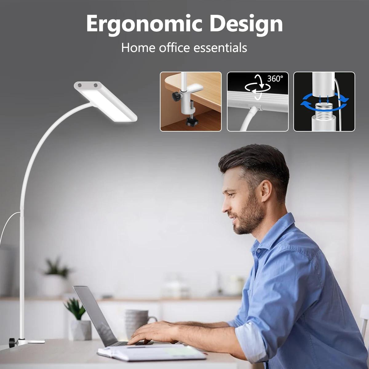 Lampe de bureau LED à col de cygne flexible réglable, lampe de bureau attentive pour les yeux, grada