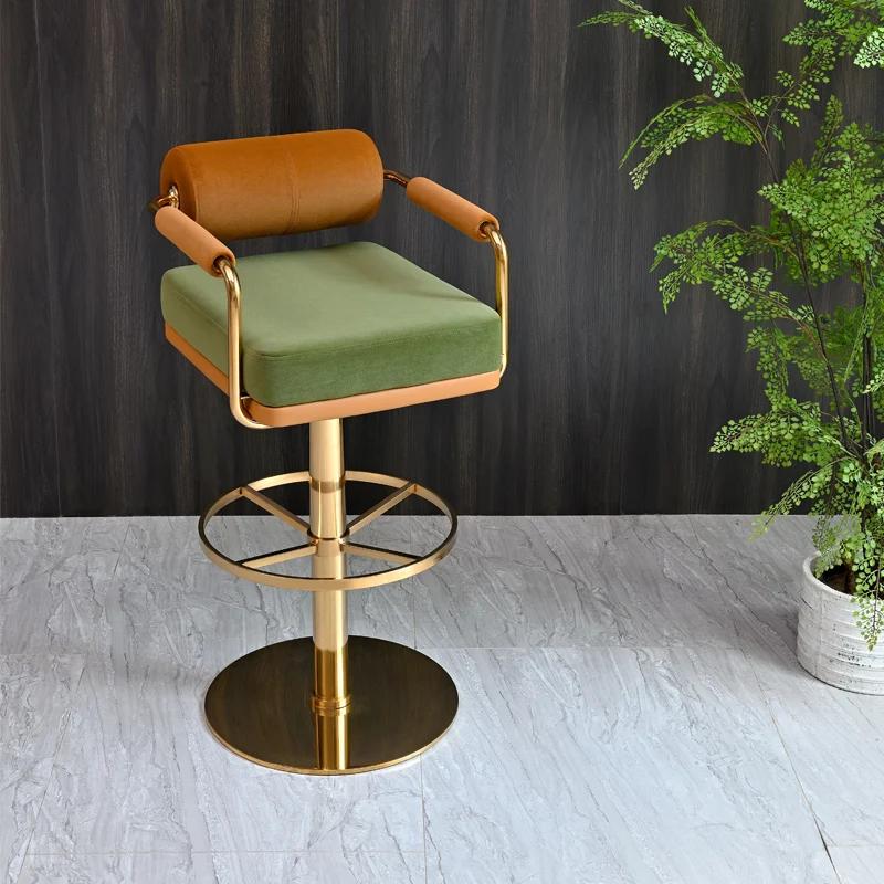 Tabourets de Bar de luxe modernes avec dossier et tabouret de Bar pivotant de comptoir de Base dorée
