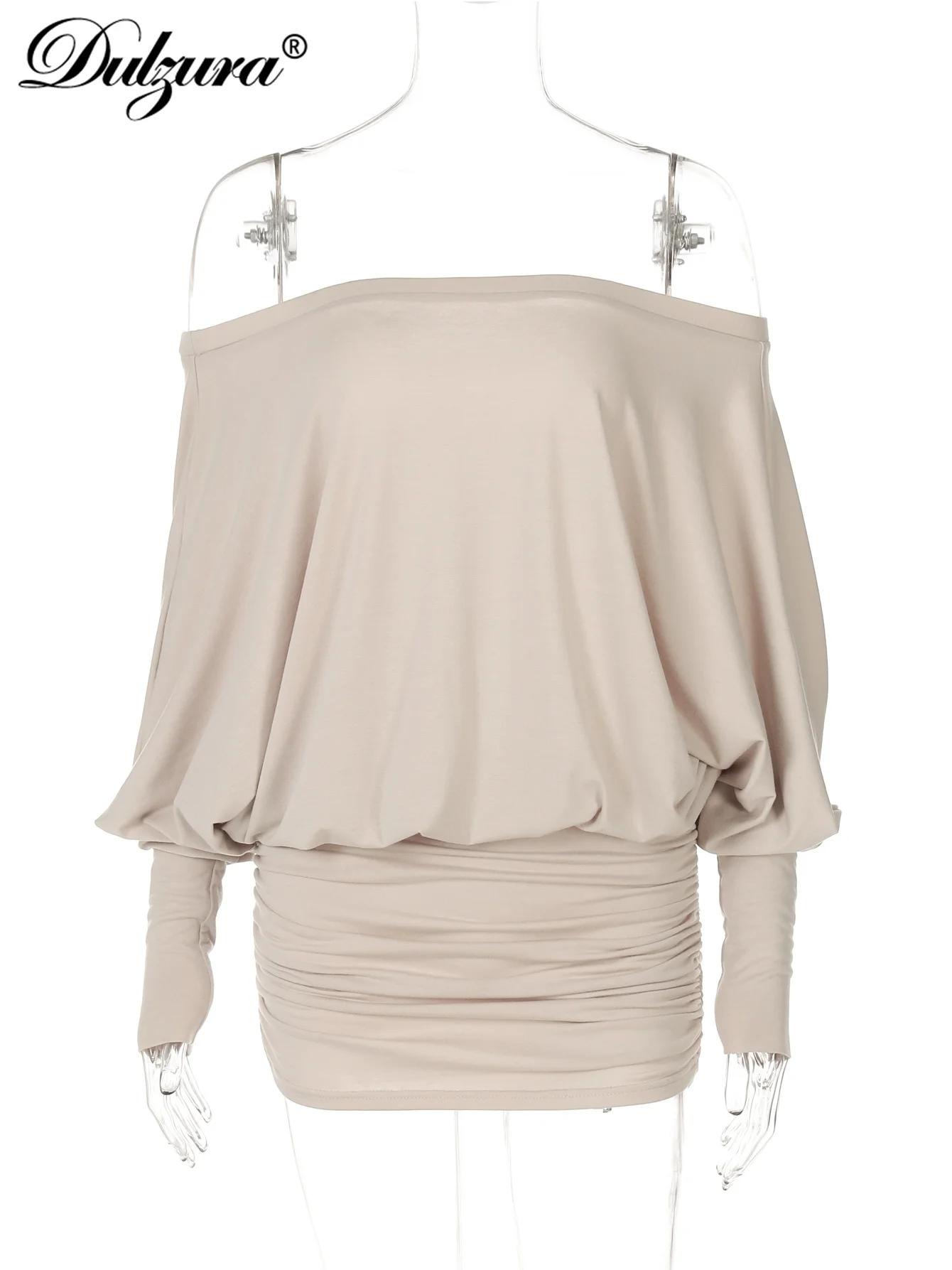 Dulzura – Mini robe froncée en Patchwork, épaules dénudées, manches longues, tenue décontractée, Sex