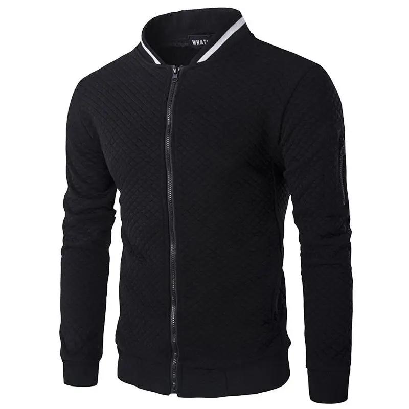 Sweat-shirt pour hommes avec poches zippées, demi-survêtement fin de couleur unie, décontracté, à ca