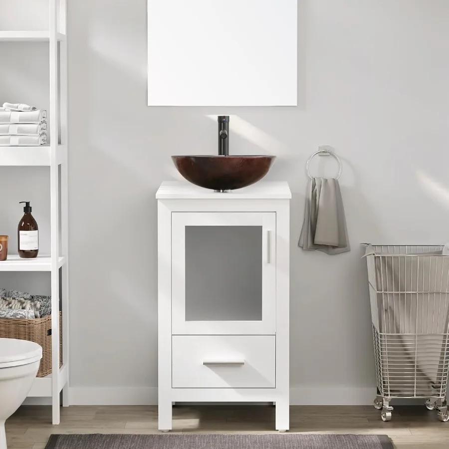eclife 18 "petit meuble de salle de bain combiné meuble autoportant moderne avec porte et tiroir en 
