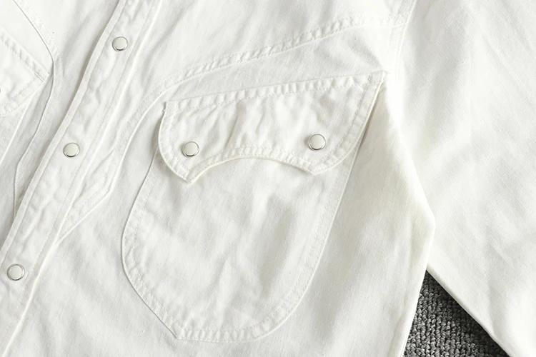 Réplique de chemise en jean pour hommes, Style rétro occidental américain, avec boutons en perles, n