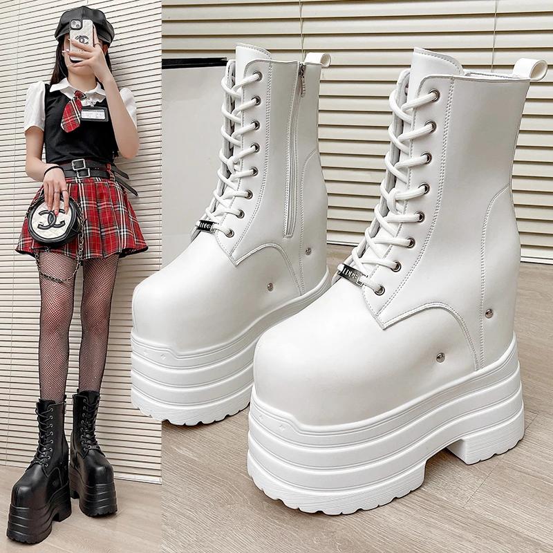 Talons Ultra hauts ~ bottes rehaussantes de 24cm pour femmes, nouvelles bottes courtes de grande tai