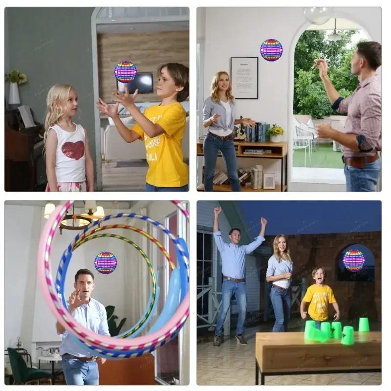 Flying Ball Globe cosmique LED couleur contrôlée à la main pour enfants 360 °   Boule de suspension 