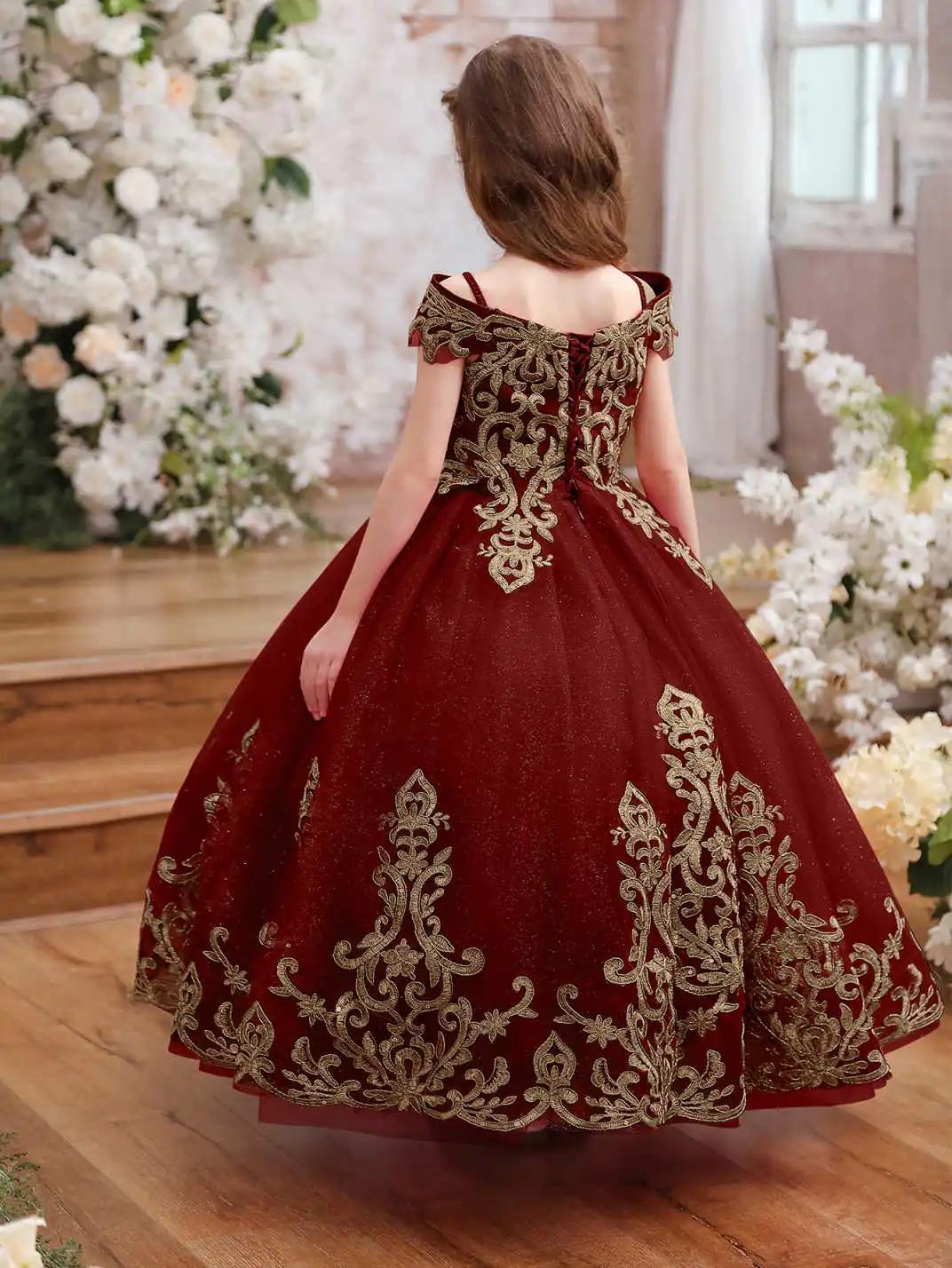 Robes de concours de princesse pour filles à fleurs, robes de bal bouffantes, robes formelles