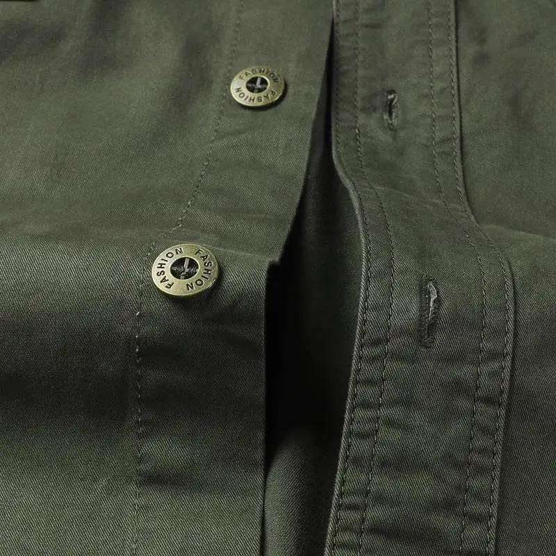 Chemises Cargo Militaires Homme Printemps Automne Coton Décontractées Coupe Slim Hauts Manches Longu