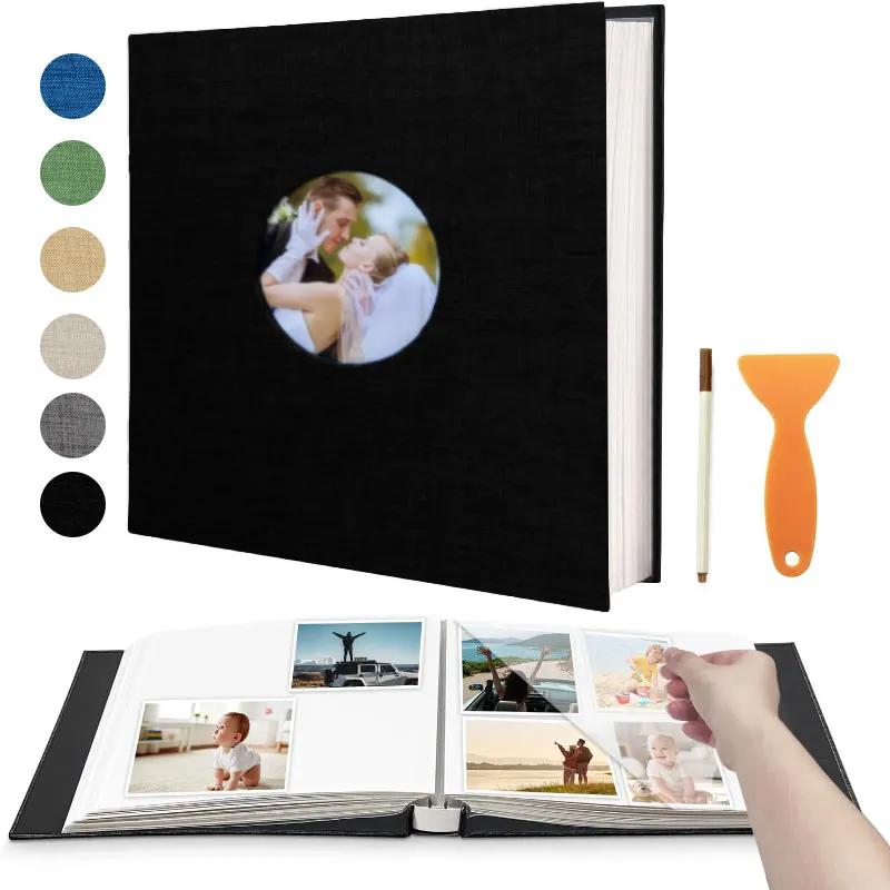 Album Scrapbook auto-adhésif pour photos 4 × 6 5 × 7 8 × 10, couverture en lin magnétique, 40 pages,