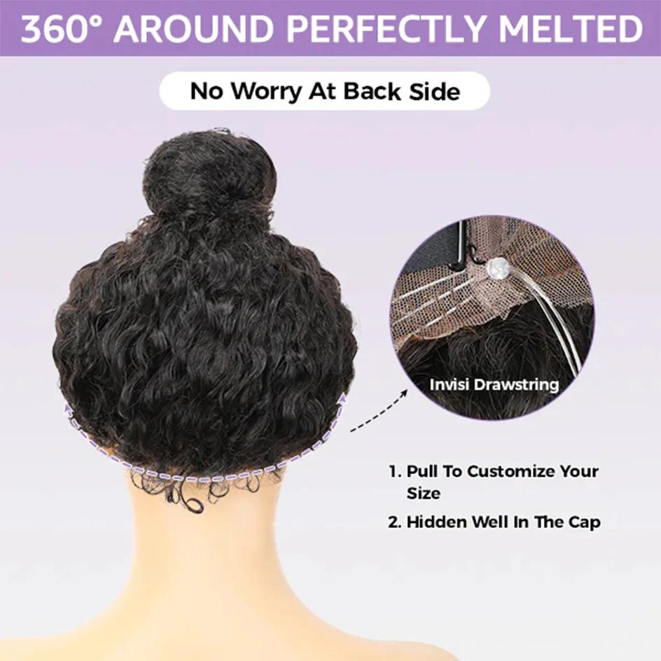Dialola perruques crépus droite Invisible sangle 360 pleine perruque de dentelle cheveux humains Yak