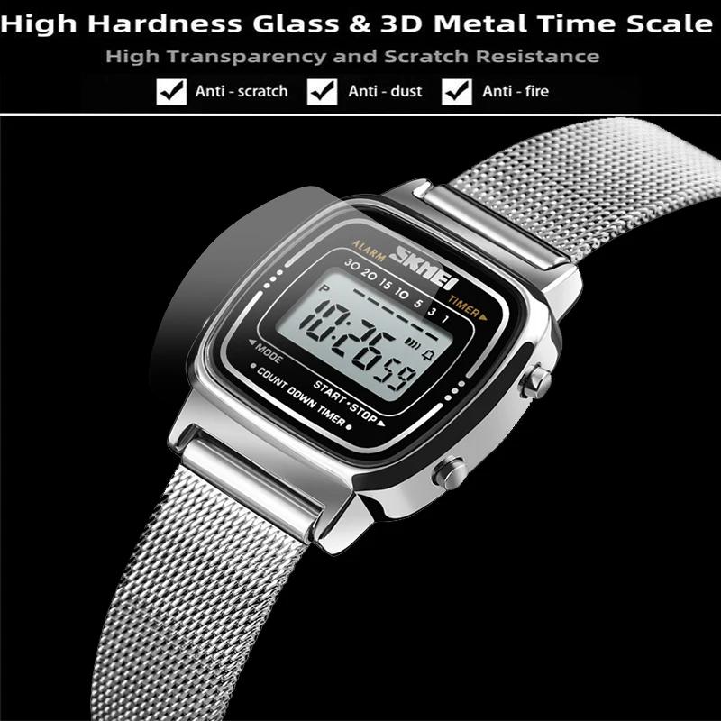 Skmei femmes Bracelet robe montres marque de luxe Bracelet en acier inoxydable mode étanche numériqu