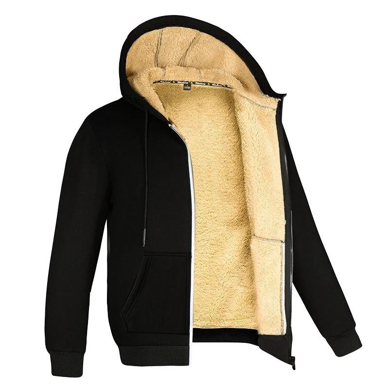 Veste à capuche en laine d'agneau pour homme et femme, manteau chaud, manches longues, sweats à capu