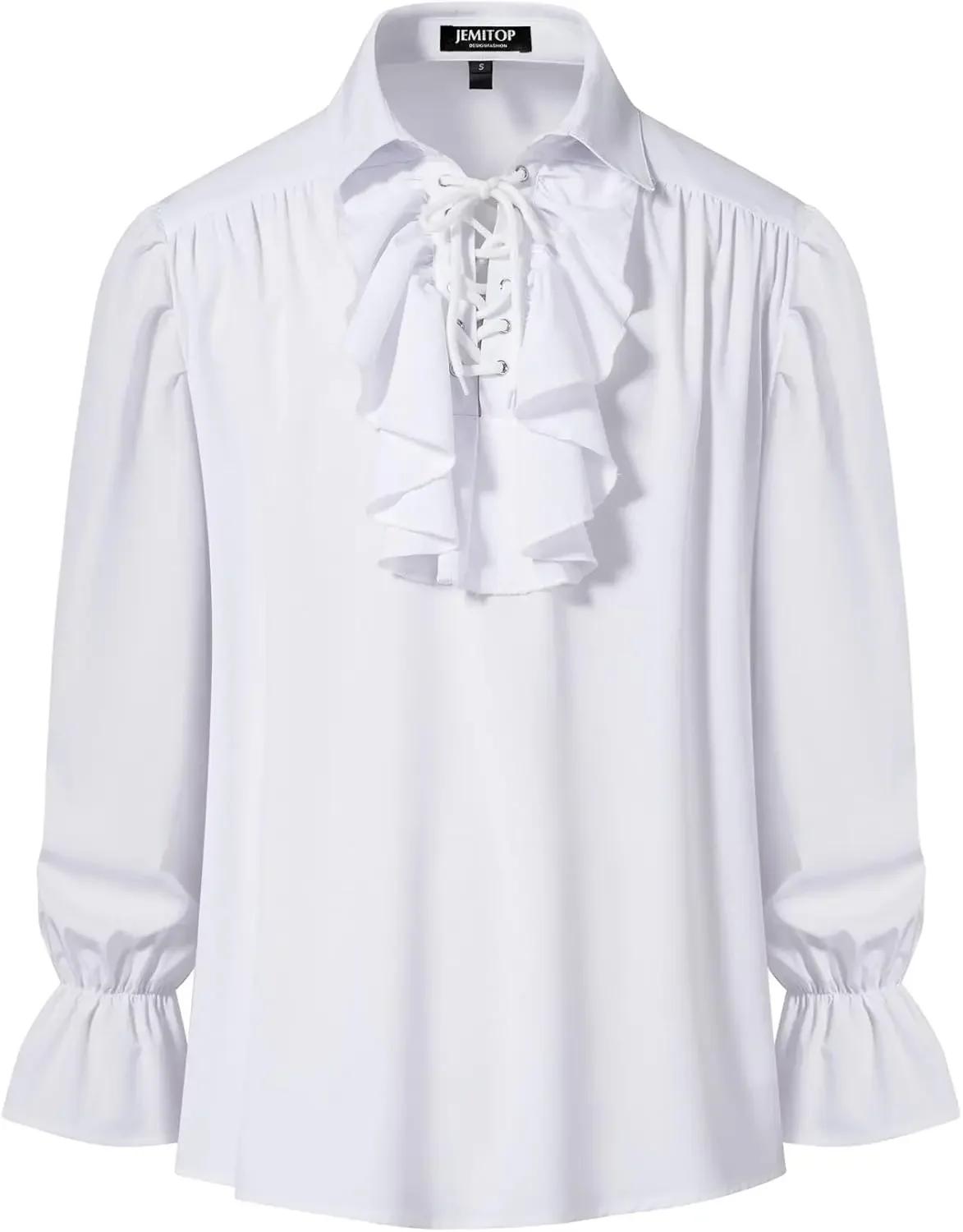 LisdinoJEMITOP hommes Pirate Vampire chemise à volants manchette élastique poète victorien Steampunk
