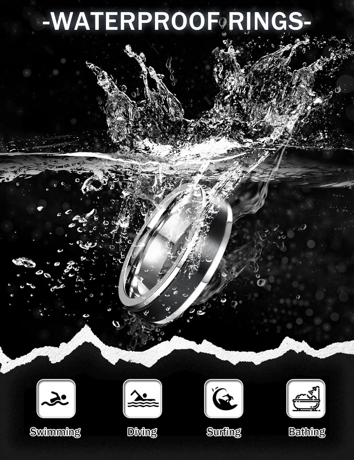 Bobisty 6 pièces anneaux Spinner noirs pour hommes femmes en acier inoxydable Fidget anxiété anti-St