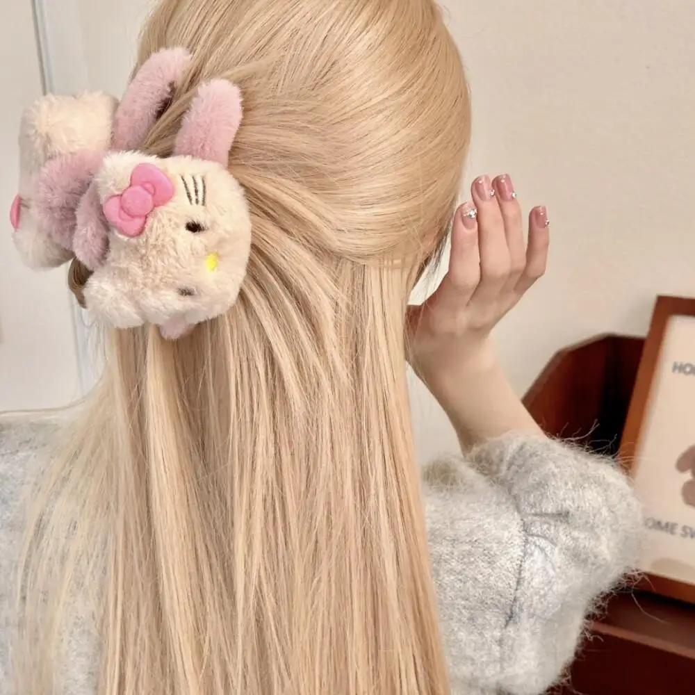 Ctue Anime marron Kitty peluche griffe de cheveux requin pince Barrettes crabe pinces à cheveux pour