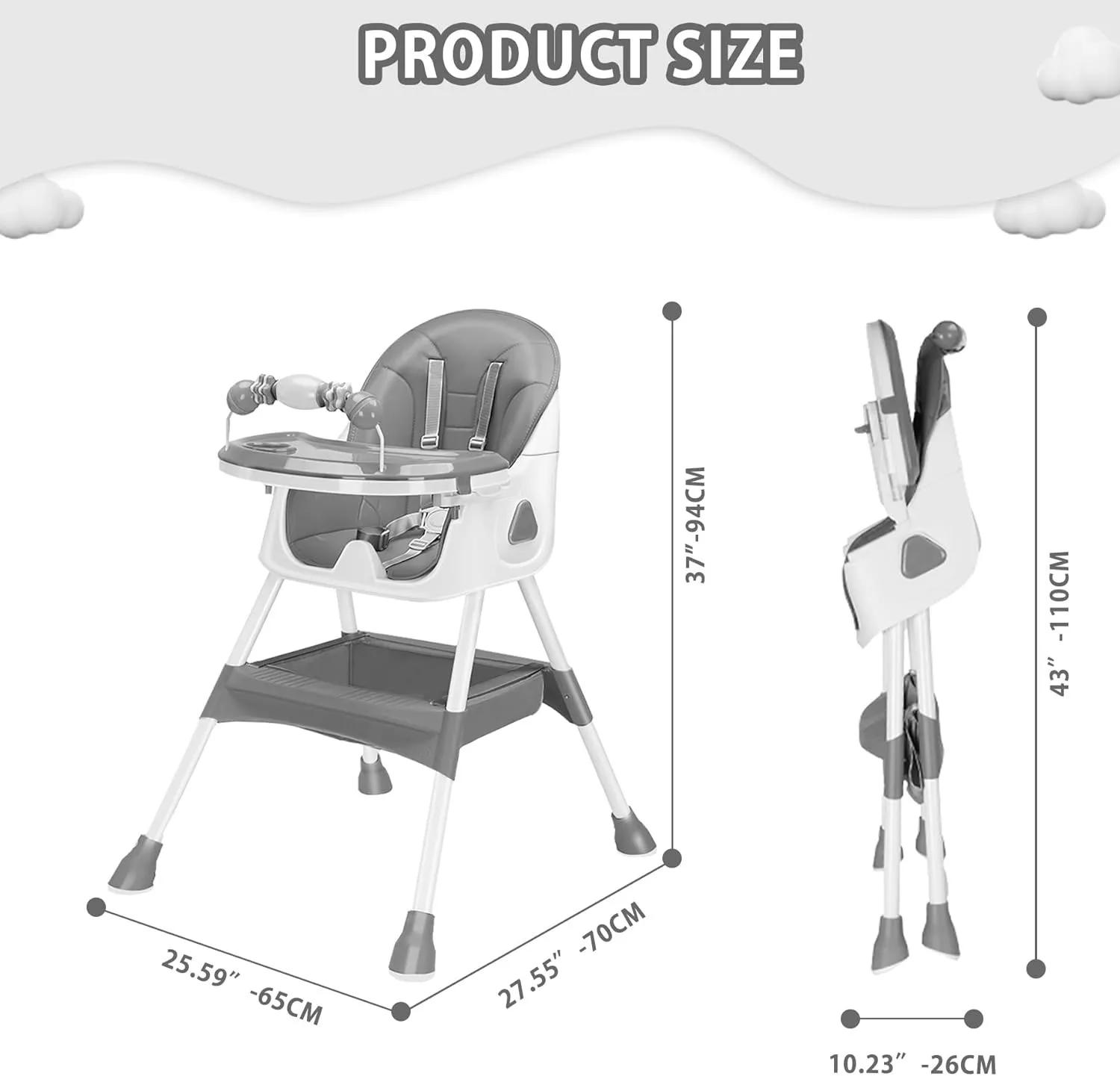 Chaise haute 3 en 1, chaises de salle à manger portables pliables pour bébé, chaise haute convertibl