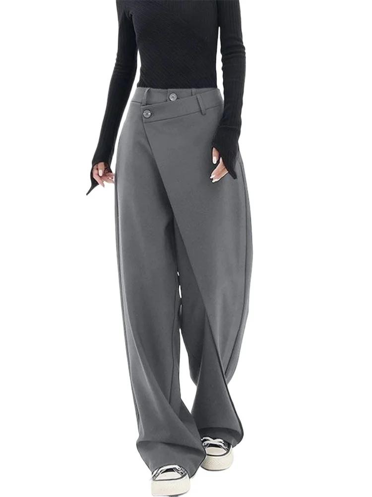 HOUZHOU femmes pantalon de costume large taille haute gothique Style japonais Baggy pantalon noir pa
