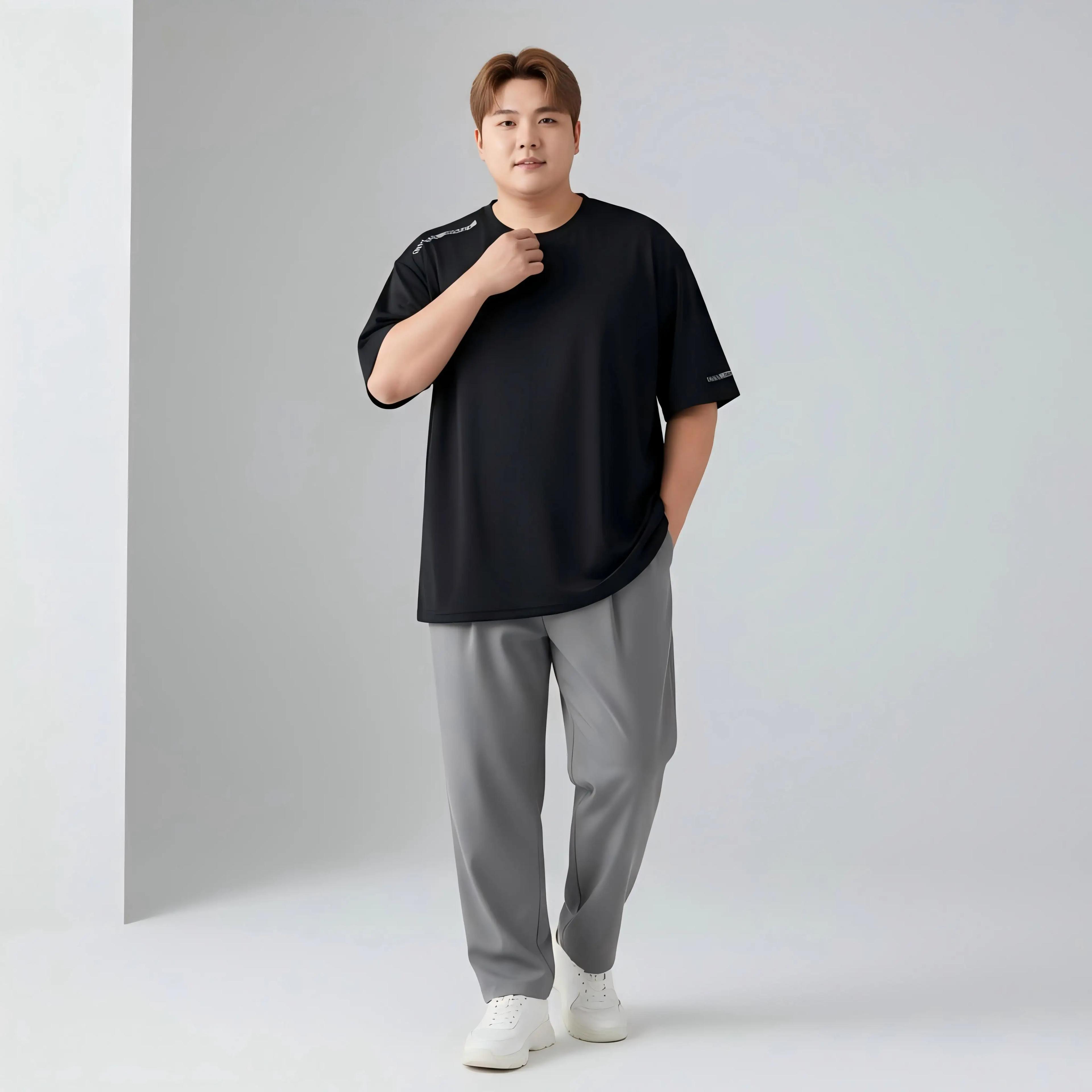Grande taille T-Shirts d'été pour hommes à séchage rapide col rond Sport T-Shirts mode décontracté v