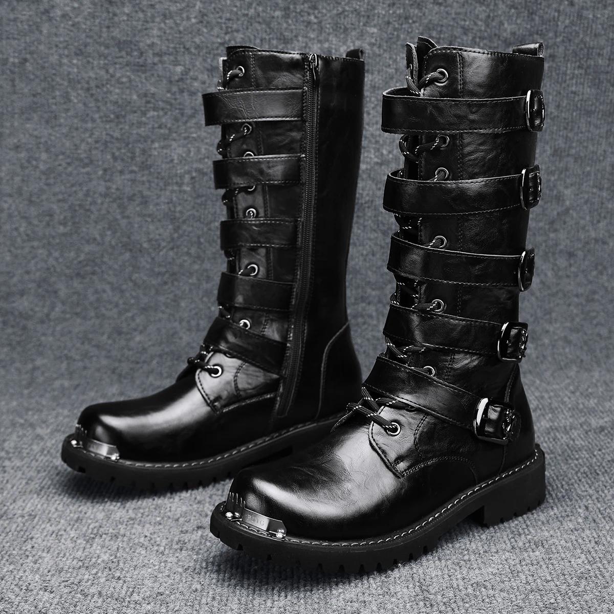 Bottes de moto montantes décontractées pour hommes, bottes de travail de protection de sécurité, ext