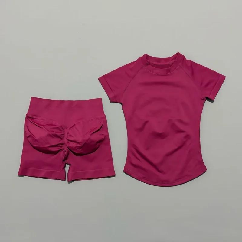 Ensemble de sport HISTELLO 2 pièces, vêtements de yoga sans couture à manches courtes, ensemble de f