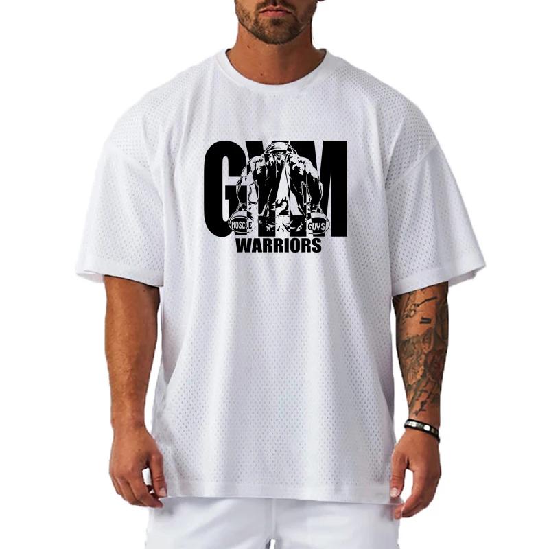 T-Shirt de Sport décontracté pour hommes, surdimensionné, ample, pour gymnastique, musculation, Fitn
